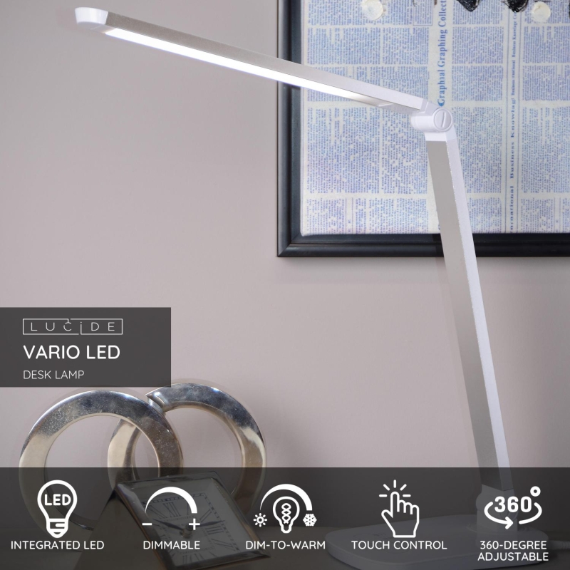 Lucide VARIO LED - Stolná lampa - LED Dim to warm - 1x8W 2700K/6500K - White